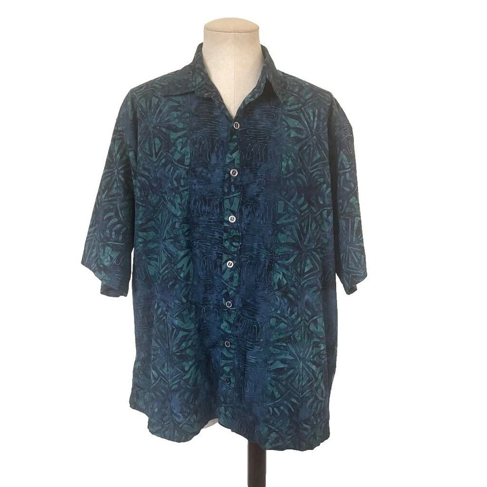 JOHARI WEST Shirt Men's 3XL Tropical Short Sleeve Button Up Camp Hawaiian Blue